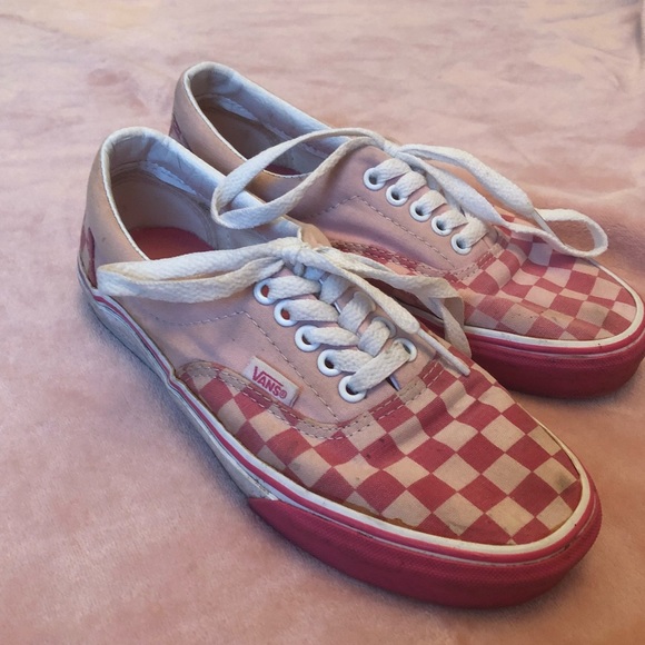 pink and blue checkered vans
